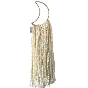 Moon Shaped Wall Hanging Deco Textured Cream Gold Tassels Bohemian Nursery Decor